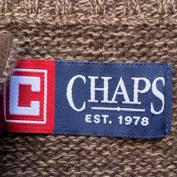 Chap’s Men’s Cotton Brown Heather Pullover Sweater With Elbow Patches - Picture 11 of 12